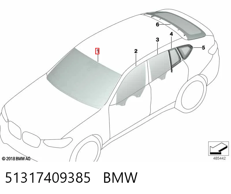 Стекло лобовое BMW 51317409385