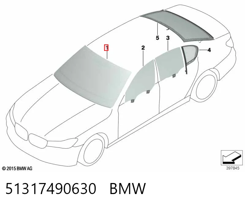 Стекло лобовое BMW 51317490630