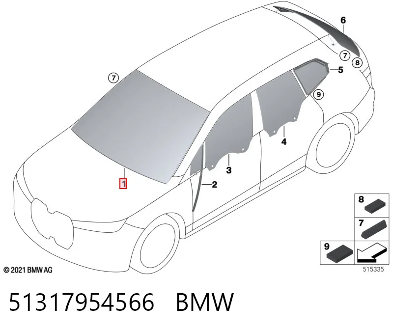 Стекло лобовое BMW 51317954566