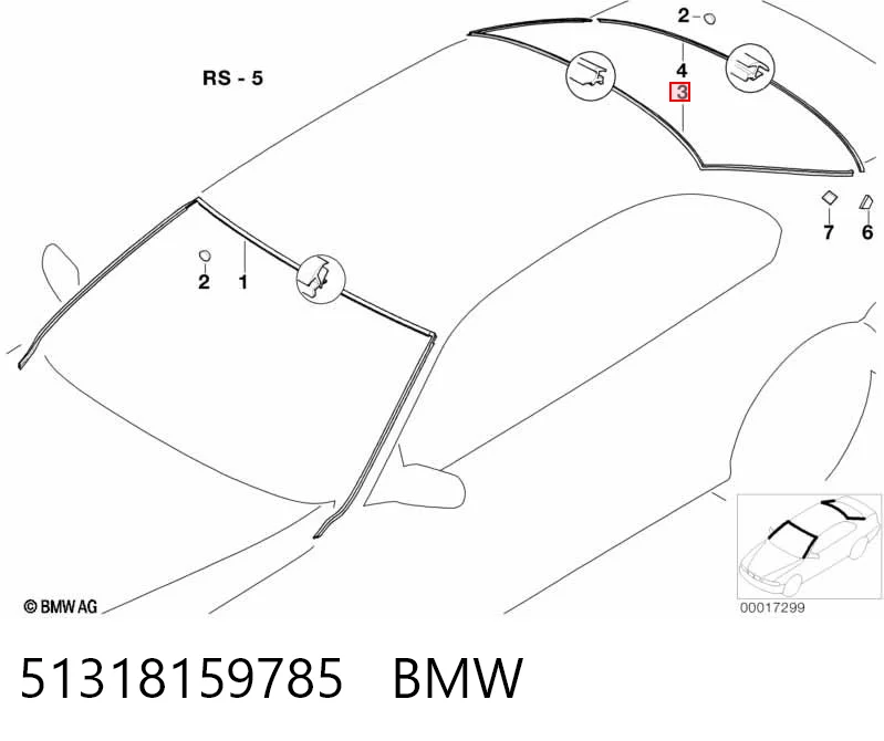 51318159785 BMW Молдинг заднего стекла, верхний