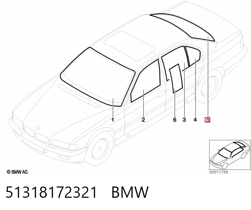 Автомобильное стекло заднее на BMW 7  E38