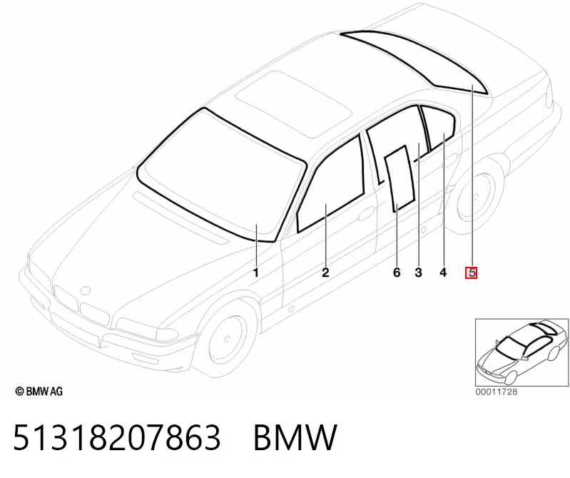 Заднее автостекло BMW 7 седан (E65, E66, E67) (2001 - 2008) цена, от 56.69 USD