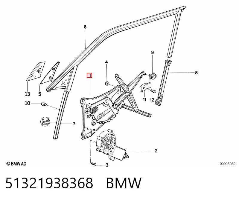 Механизм подъема стекол на BMW 7  E32
