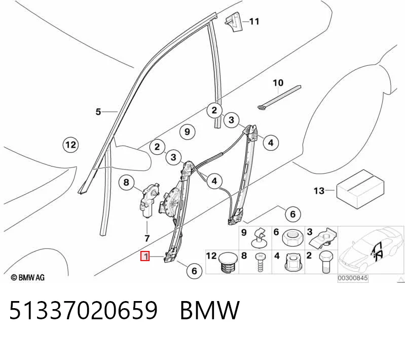 51337020659 BMW Механизм стеклоподъемника передней левой двери