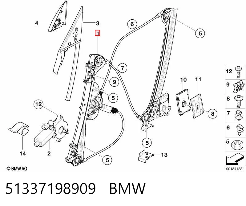 51337198909 BMW Механизм стеклоподъемника передней левой двери