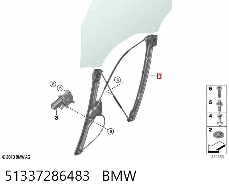 Механизм стеклоподъемника передней левой двери на BMW X5  F15, F85