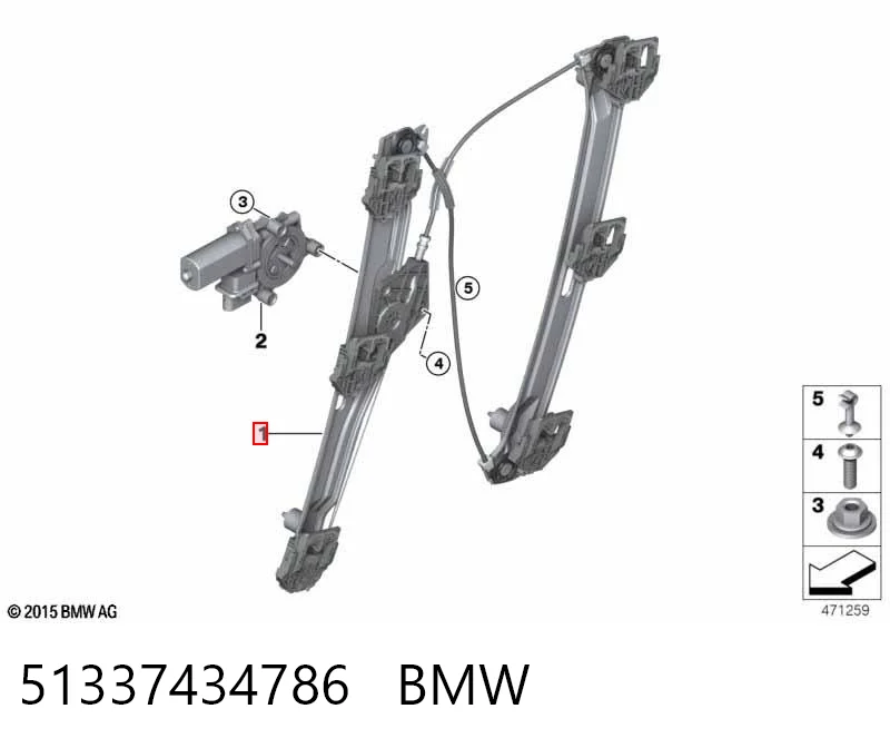 Механизм подъема стекол на BMW X1  F48