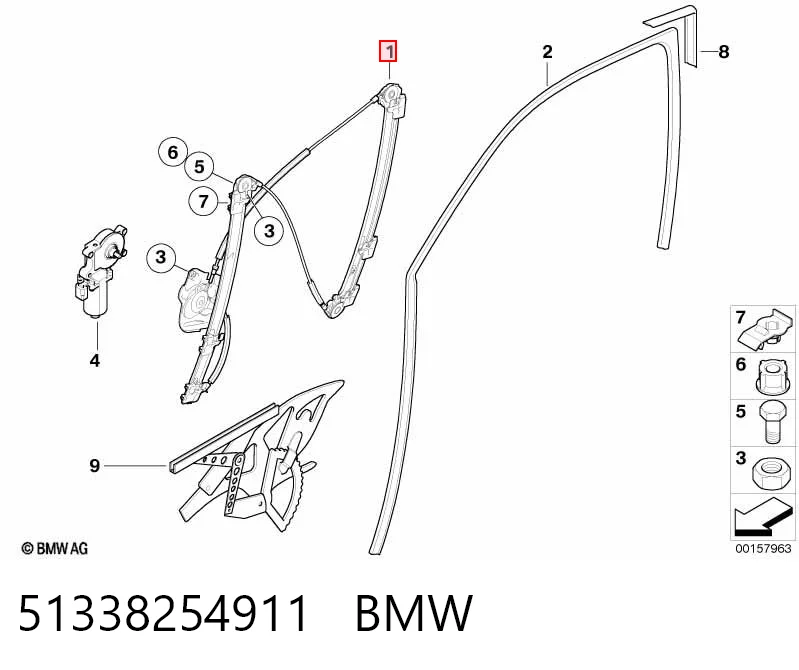 51338254911 BMW Механизм стеклоподъемника передней левой двери