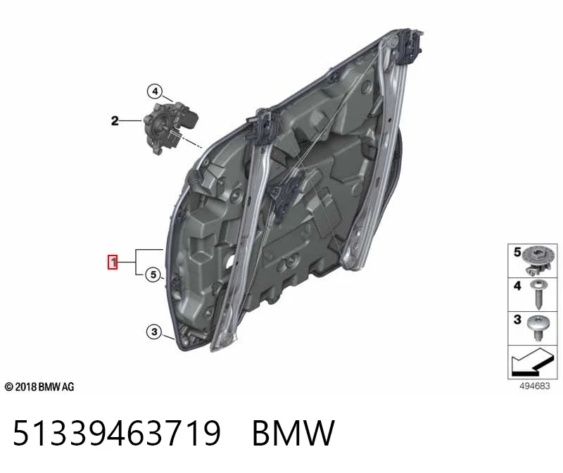 Механизм стеклоподъемника водительской двери BMW X7 внедорожник (G07) (2019 - 2026) цена, от 65.88 USD