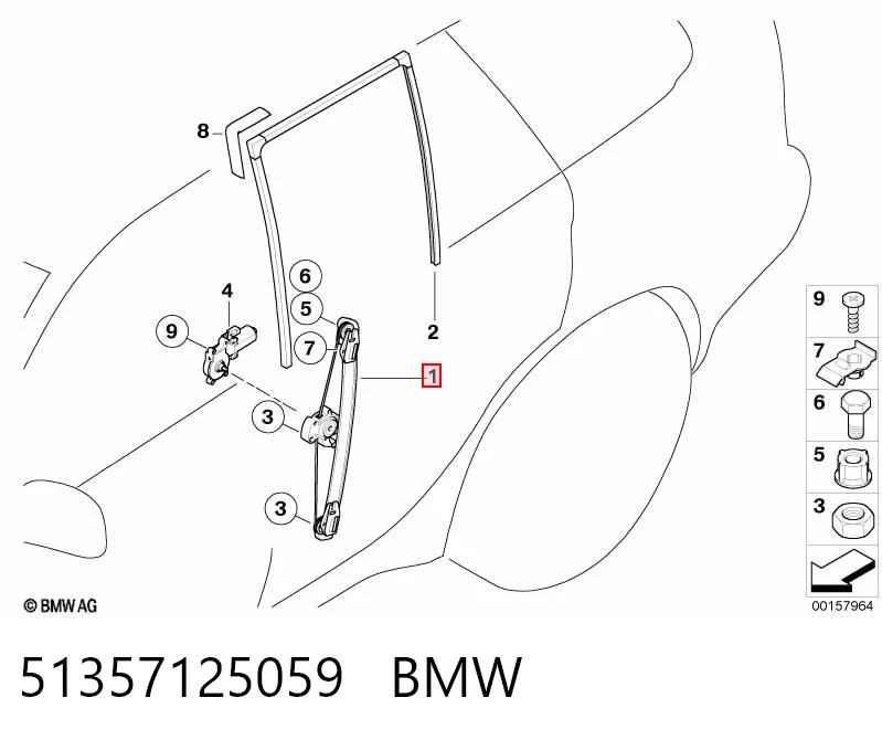 51357125059 BMW Механизм стеклоподъемника двери задней, левой