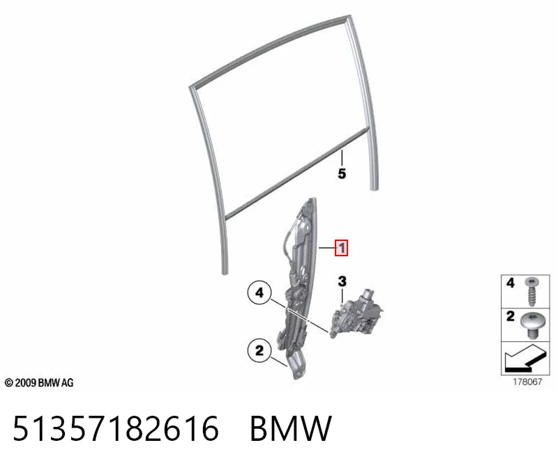51357182616 BMW  Механизм стеклоподъемника правой задней двери