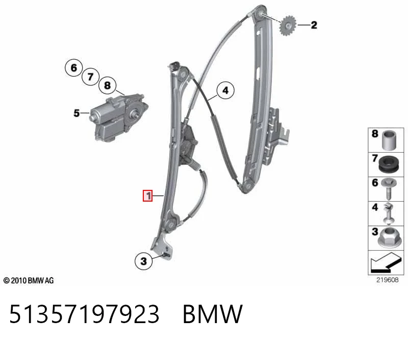 51357197923 BMW Механизм стеклоподъемника двери задней, левой