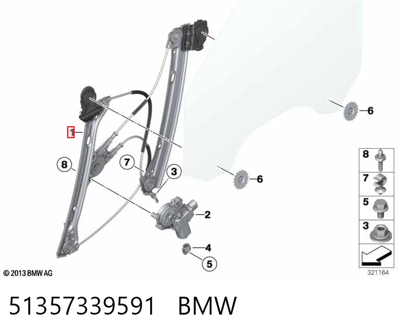 51357339591 BMW Механизм стеклоподъемника передней левой двери