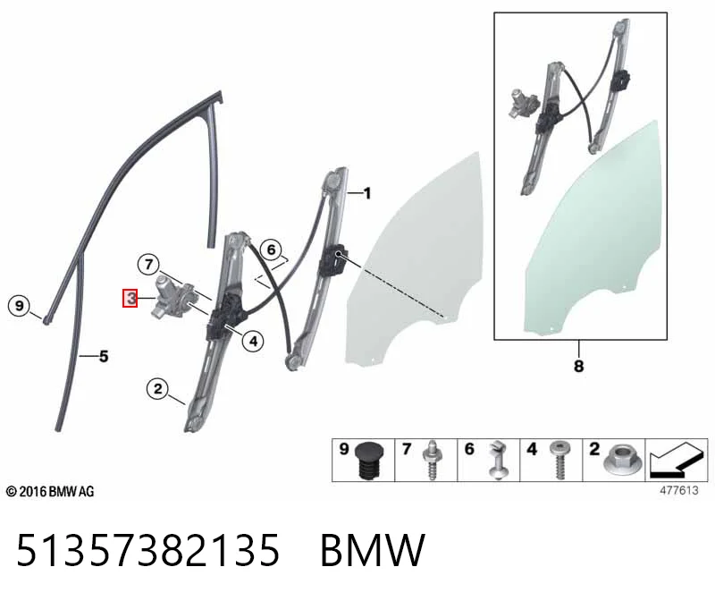 51357382135 BMW Механизм стеклоподъемника передней левой двери