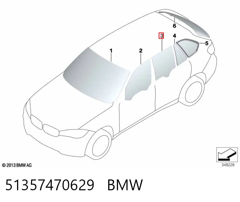51357470629 BMW Стекло двери задней левой