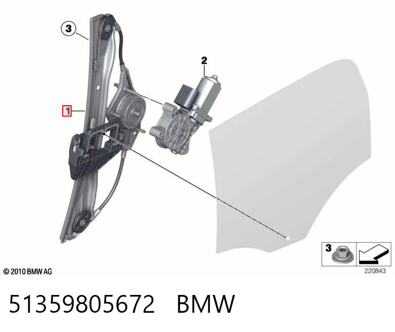 51359805672 BMW  Механизм стеклоподъемника правой задней двери