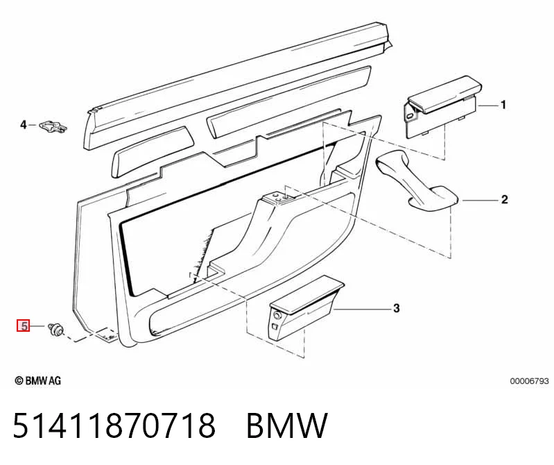 51411870718 BMW Пистон (клип) крепления обшивки двери