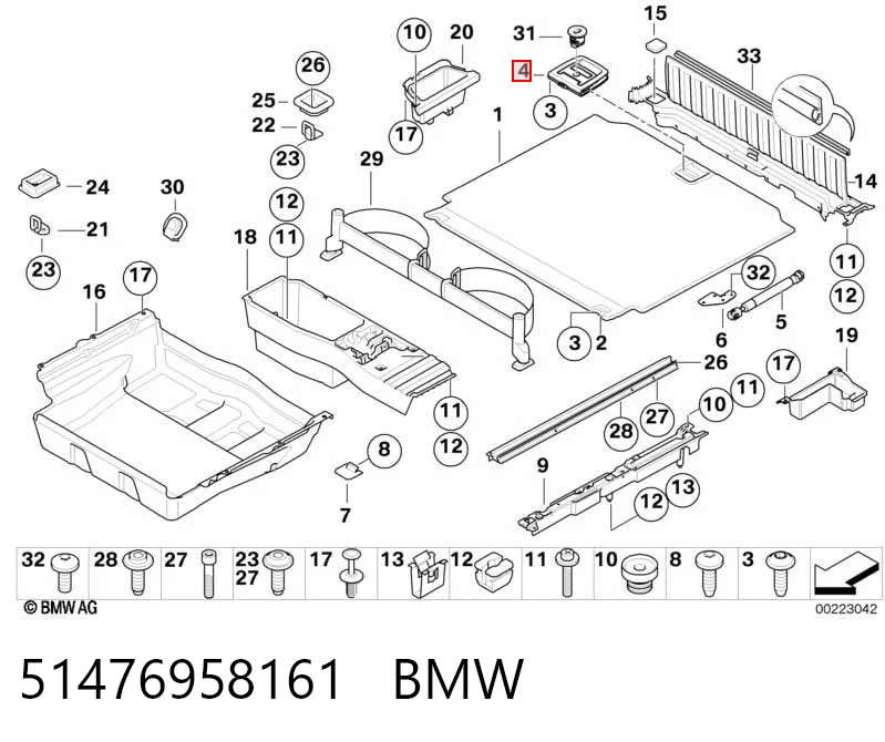 51476958161 BMW Ручка полки багажника