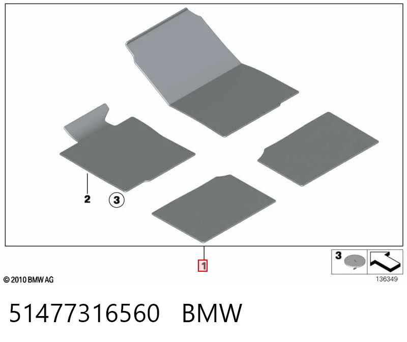 Комплект ковриков BMW 3 седан (E90) (2004 - 2013) цена, от 184.78 USD