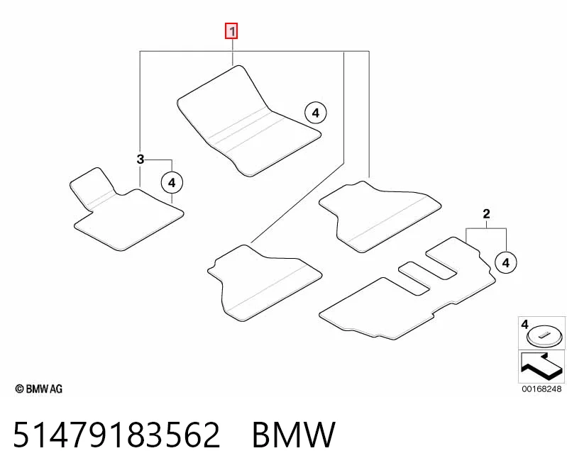 Коврики передние + задние, комплект BMW X5 E70