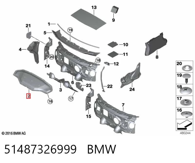 51487326999 BMW Шумка капота
