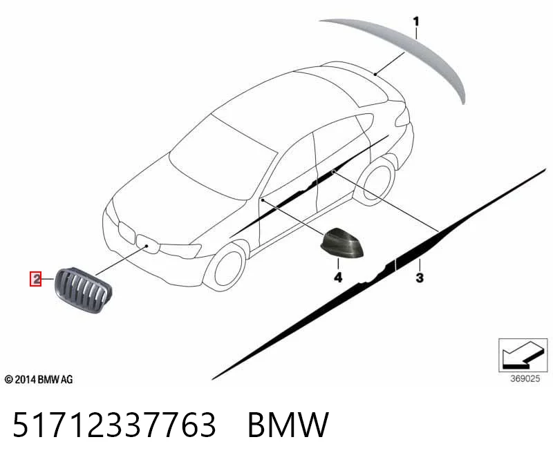 51712337763 BMW Решетка радиатора правая