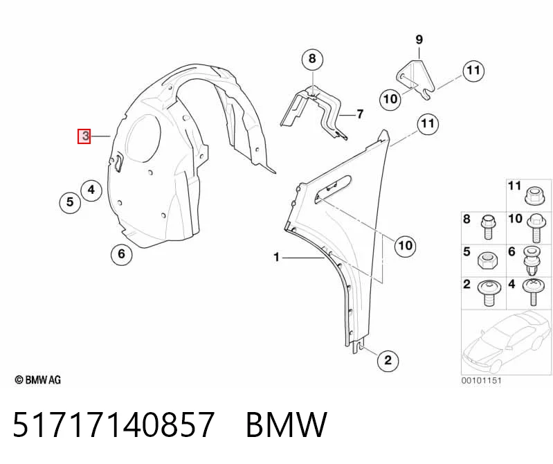 51717140857 BMW Подкрылок крыла переднего левый