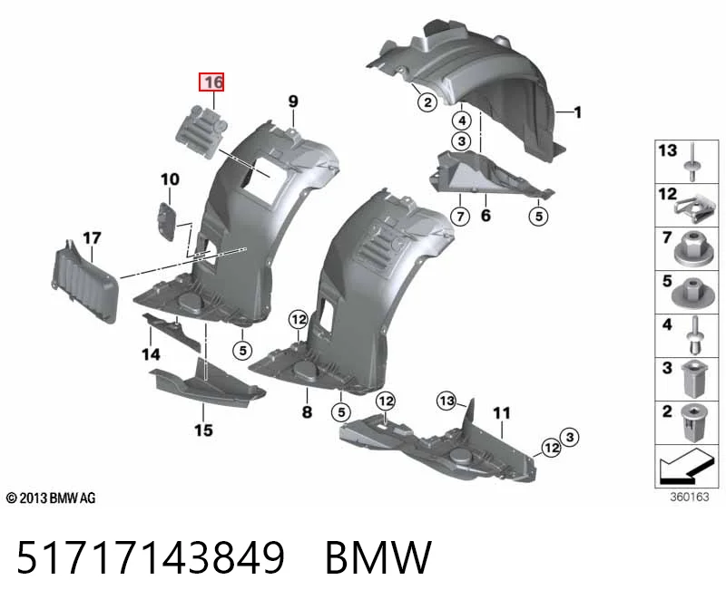 51717143849 BMW Лючек подкрылка переднего левого