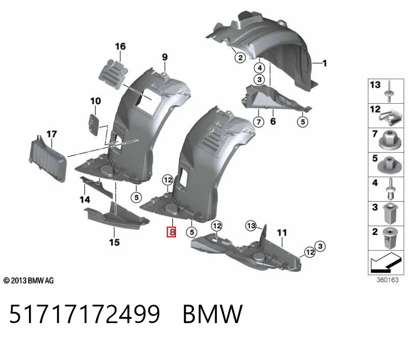 51717172499 BMW Подкрылок переднего крыла, левый передний