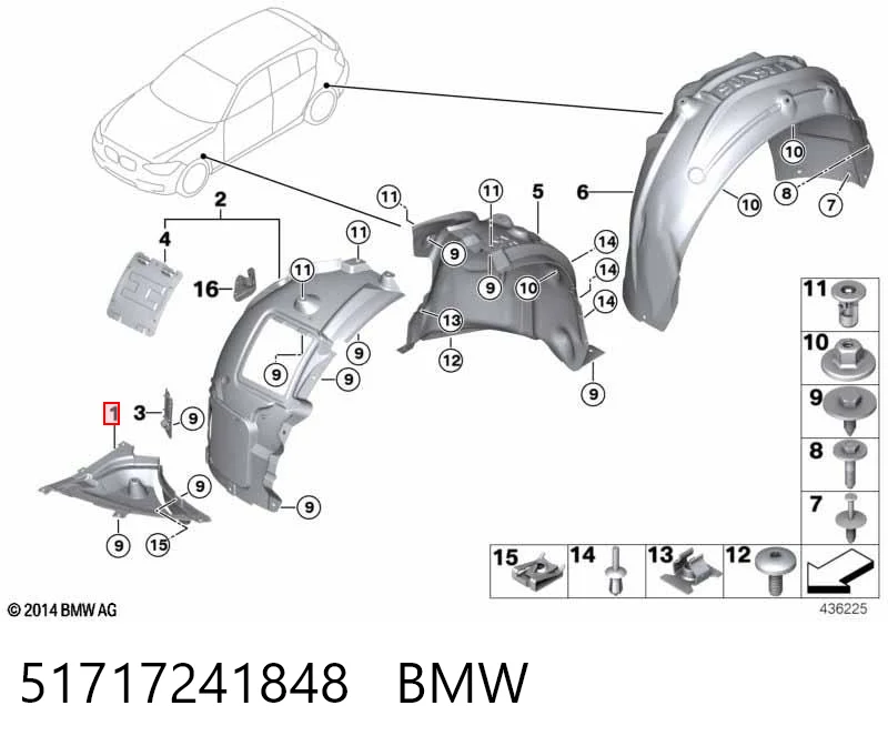 51717241848 BMW Защита бампера переднего правая