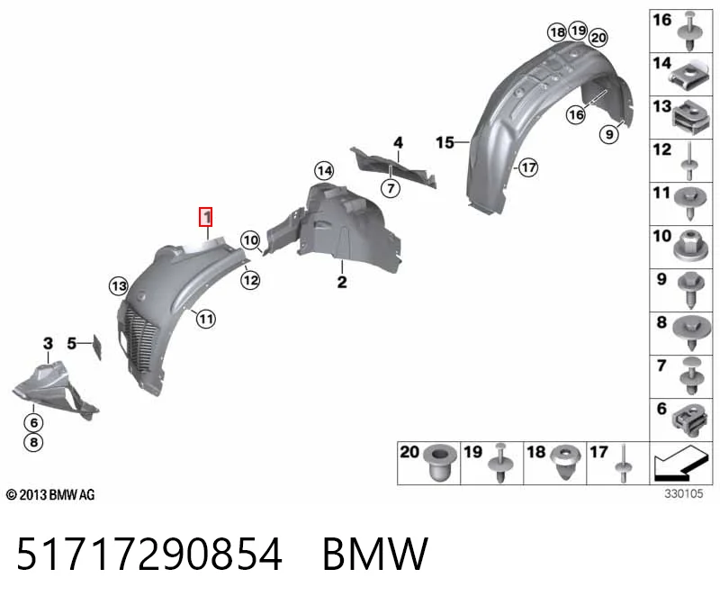 51717290854 BMW Подкрылок переднего крыла, правый передний