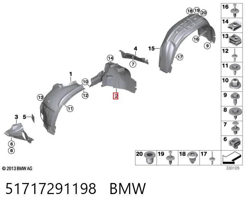 51717291198 BMW Подкрылок крыла переднего правый задний