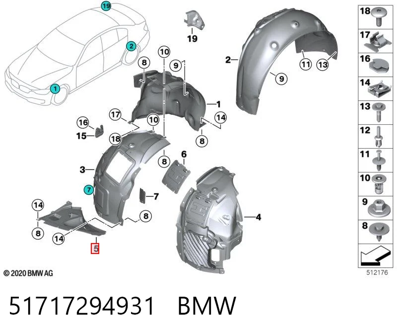 51717294931 BMW Защита бампера переднего левая
