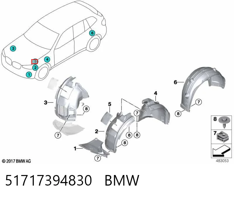 51717394830 BMW Лючок подкрылка переднего правого