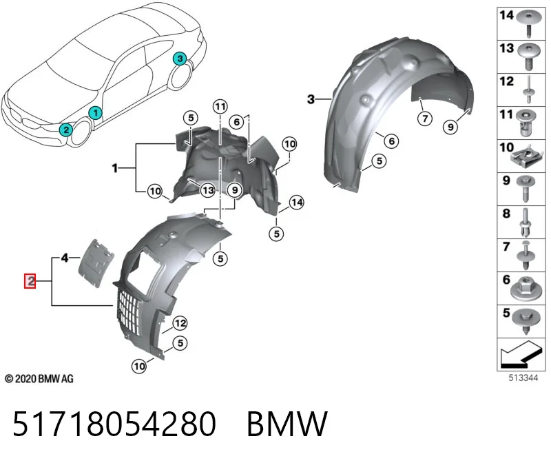 51718054280 BMW Подкрылок переднего крыла, правый передний