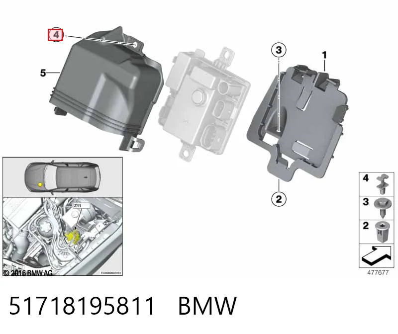 51718195811 BMW Клипса решетки радиатора охлаждения