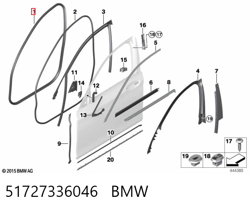 51727336046 BMW Уплотнитель двери передней (на кузове)