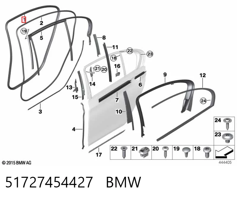 51727454427 BMW Уплотнитель двери задней (на кузове)
