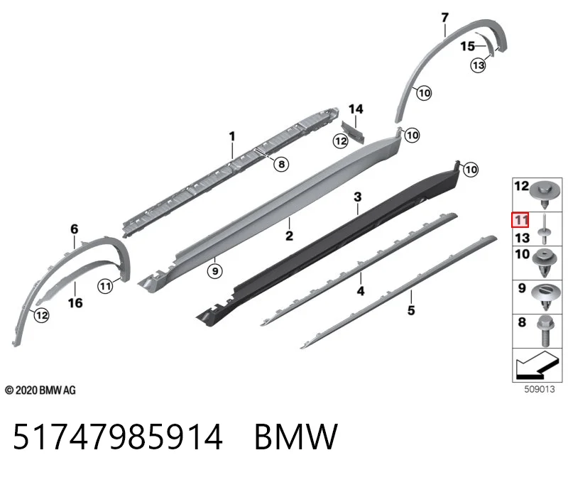 51747985914 BMW Клип крепления подкрылка переднего крыла