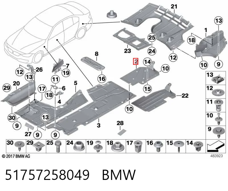 Купить 7258049 BMW Защита днища, топливного бака