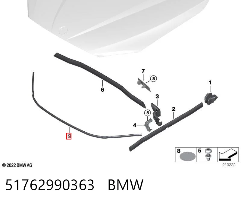 51762990363 BMW Уплотнитель под капот