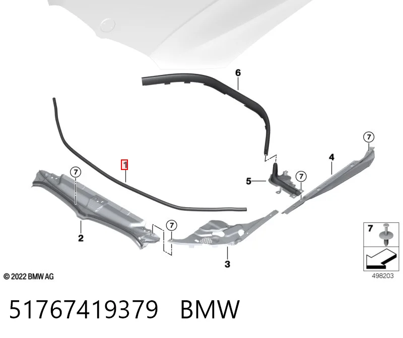 51767419379 BMW Резинка уплотнительная под капот