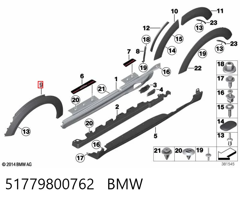 51779800762 BMW Расширитель переднего крыла, правый
