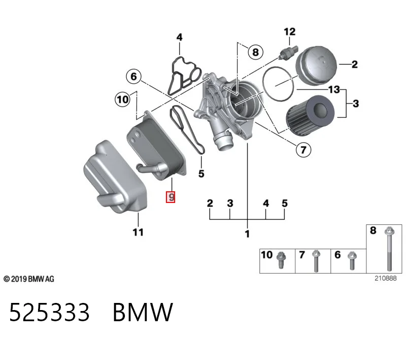 525333 BMW Радиатор масляный (холодильник) под фильтром