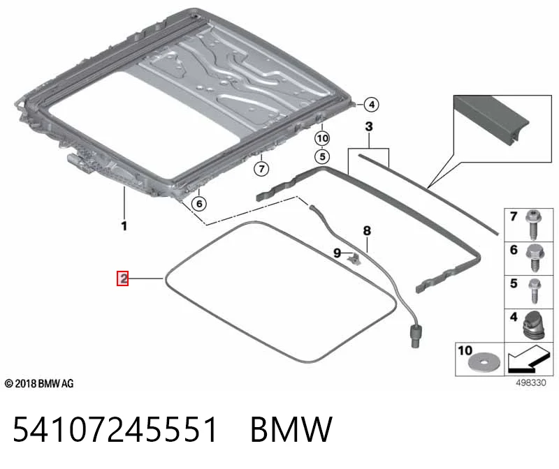 54107245551 BMW Уплотнитель люка крыши