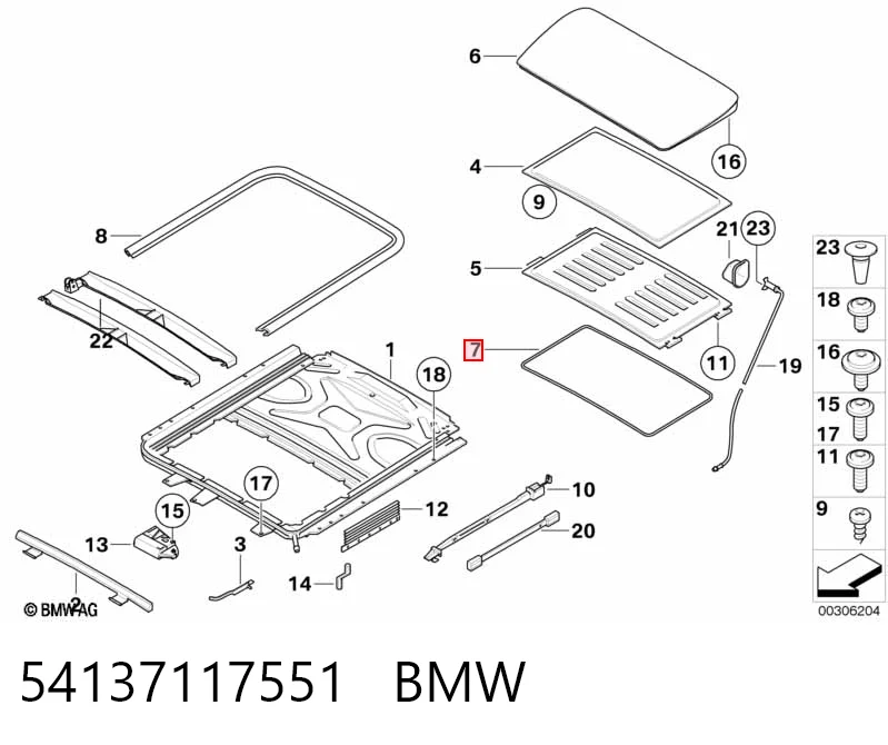 54137117551 BMW Уплотнитель люка крыши
