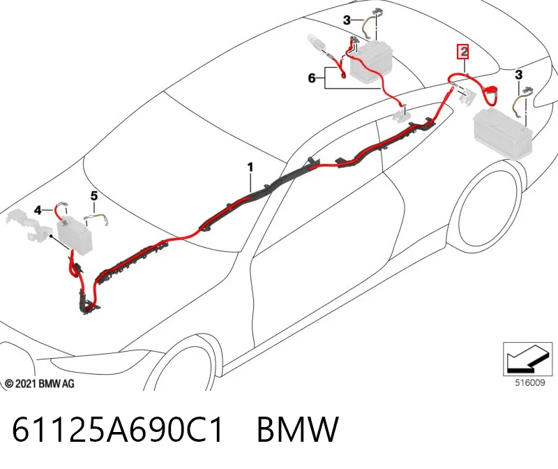 61125A690C1 BMW Кабель положительной клемы аккумулятора (АКБ)
