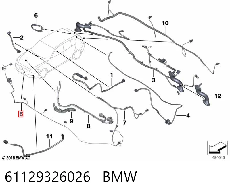 61129326026 BMW Кабель/провод парктроника бампера, переднего