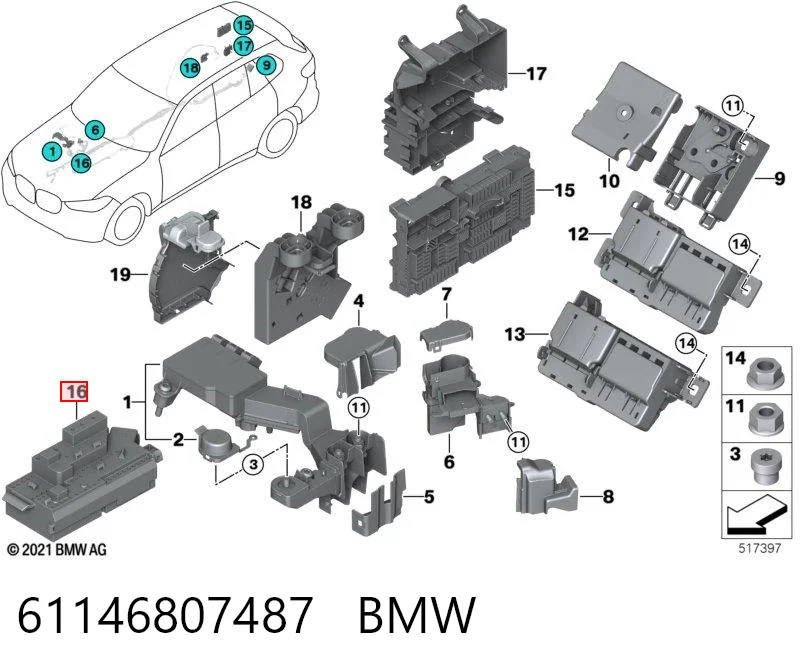 Монтажный блок предохранителей на BMW X5  G05, F95
