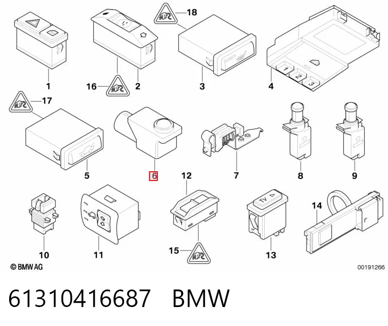 61310416687 BMW Переключатель управления люком